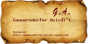Gaunersdorfer Acicét névjegykártya